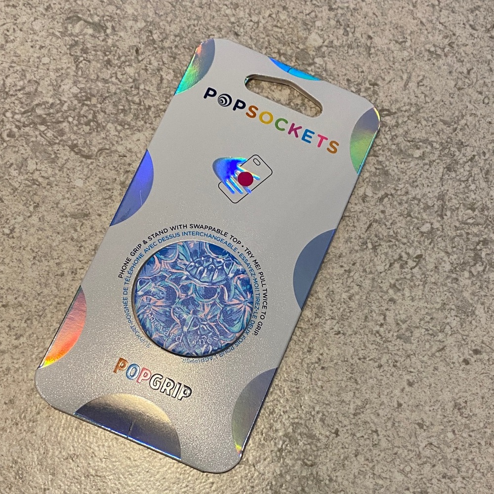 PopSocket PopGrip - Vineyard Vines Turtle Pattern in Blue and Pink